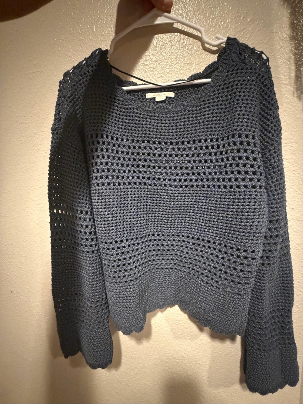 O'Neill Open-Knit Crewneck Sweater in Navy